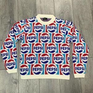 Vintage 60’s Pepsi Imperial 100% Pure Acrylic Knit Logo Sweater Size L